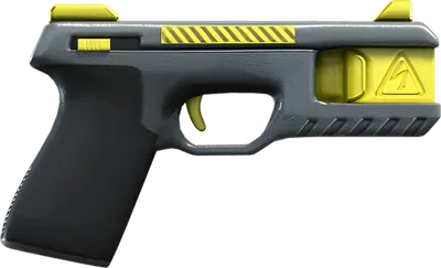 Render of a black and yellow stun gun model from a previous GTA game, side view