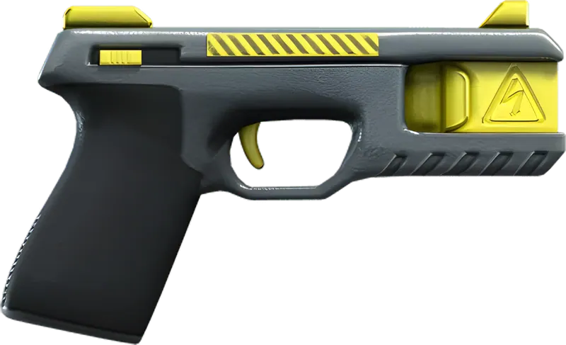 Render of a black and yellow stun gun model from a previous GTA game, side view